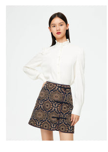 Ethnic Printed Skirt | Navy