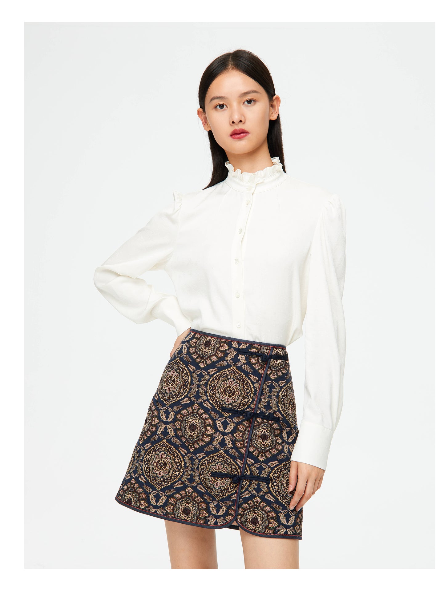 Ethnic Printed Skirt | Navy