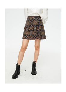 Ethnic Printed Skirt | Navy