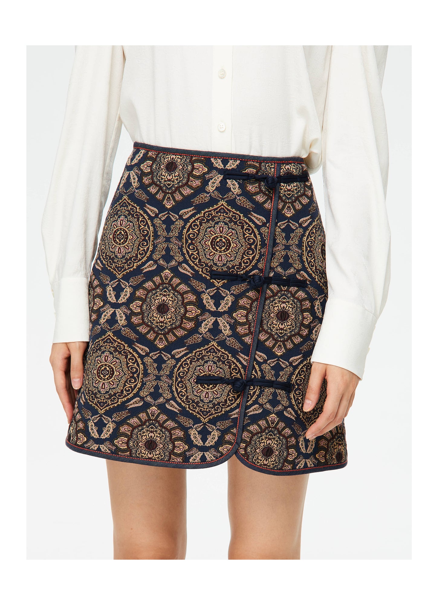 Ethnic Printed Skirt | Navy