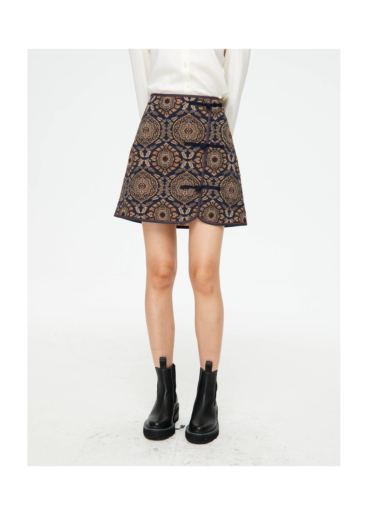 Ethnic Printed Skirt | Navy