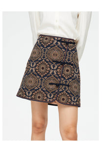 Ethnic Printed Skirt | Navy