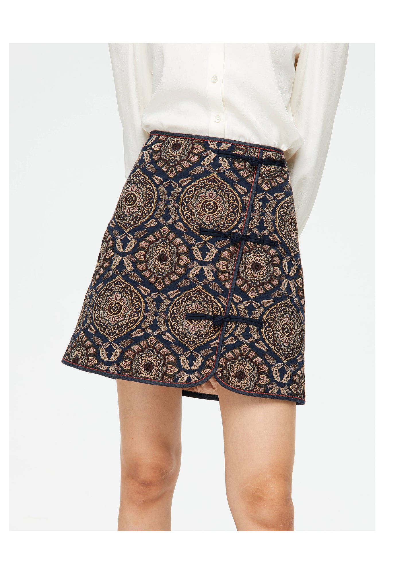 Ethnic Printed Skirt | Navy