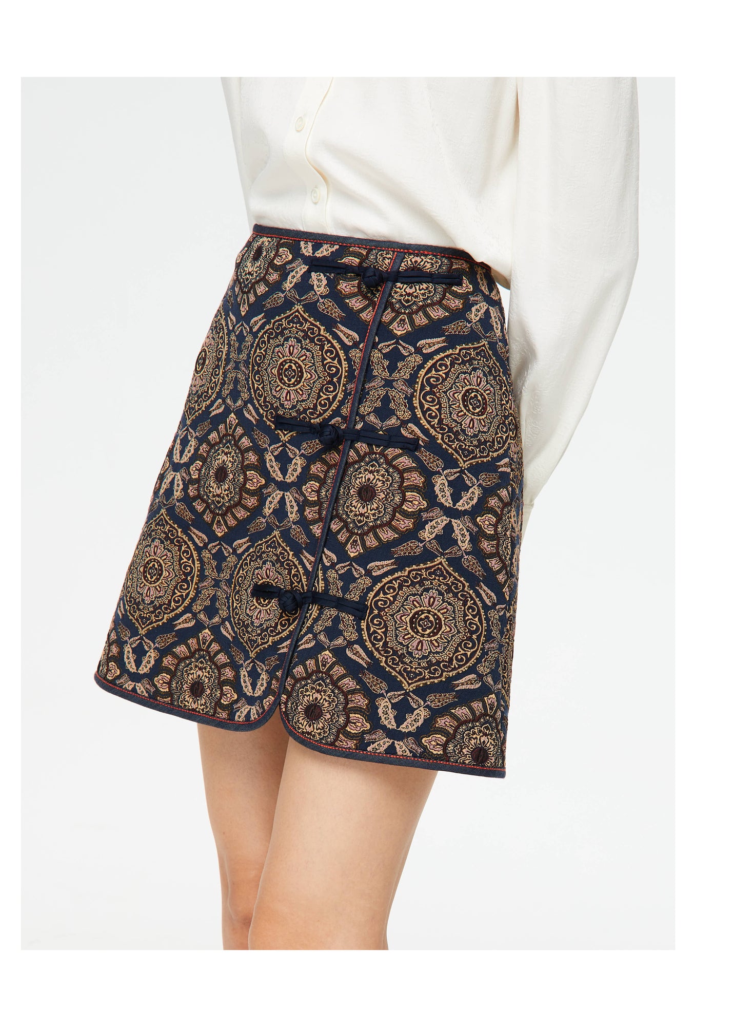Ethnic Printed Skirt | Navy