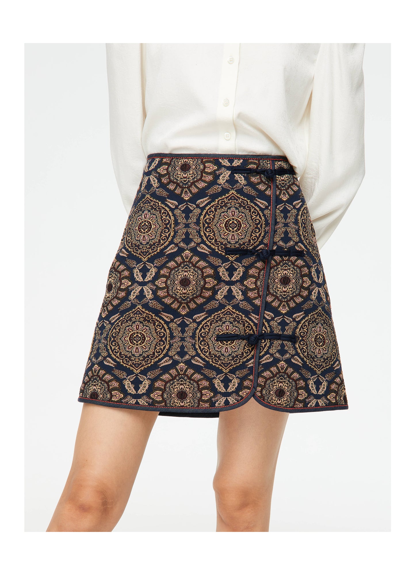 Ethnic Printed Skirt | Navy