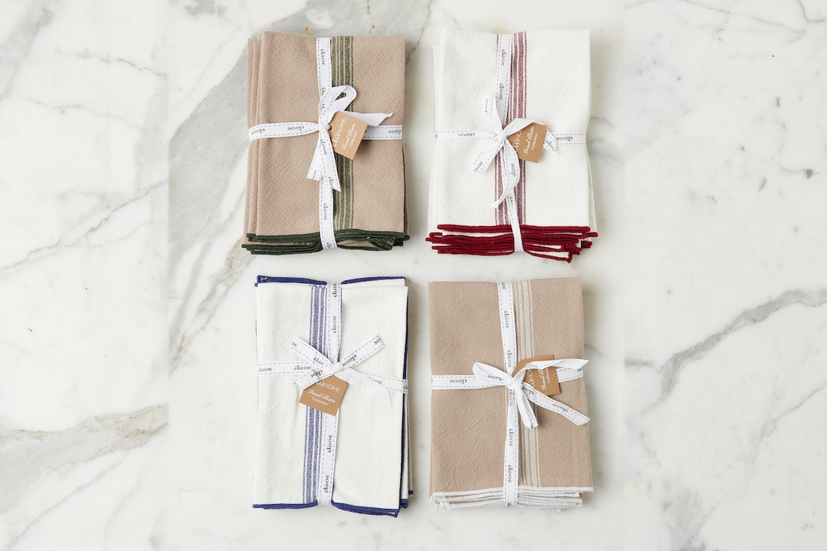 Dinner Napkins | Vintage Spruce Green Stripe | Set of 4