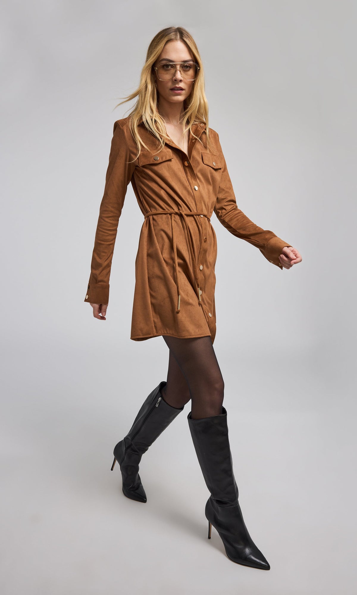 Yindi Vegan Suede Dress | Whiskey