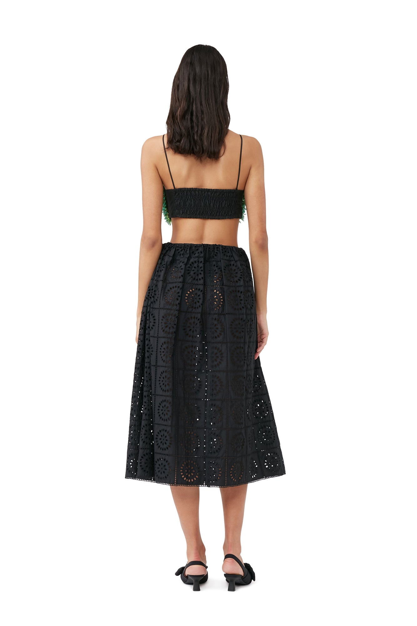 Beaded Taffeta Top | Black
