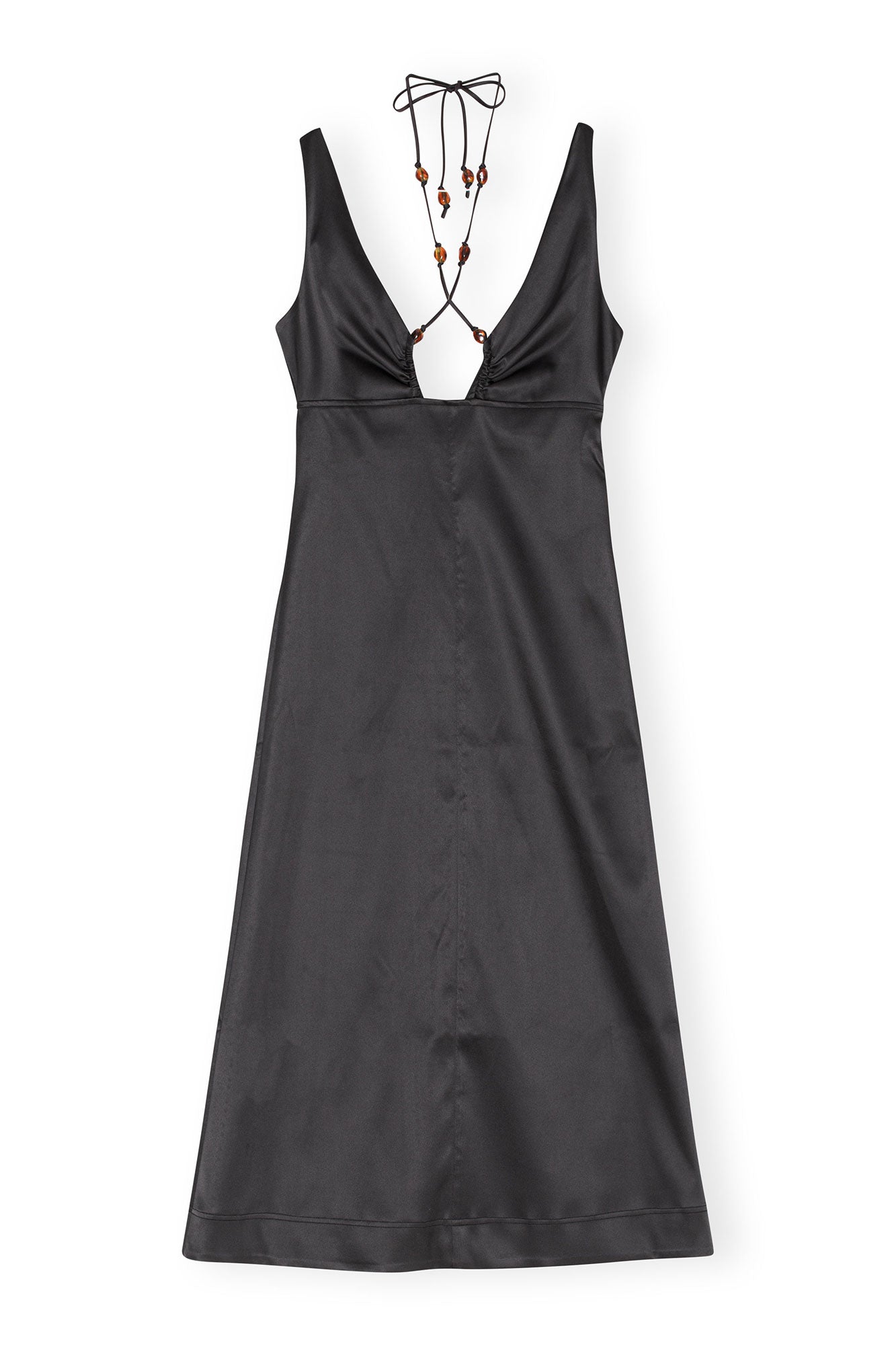 Double Satin Halter-Neck Dress | Black