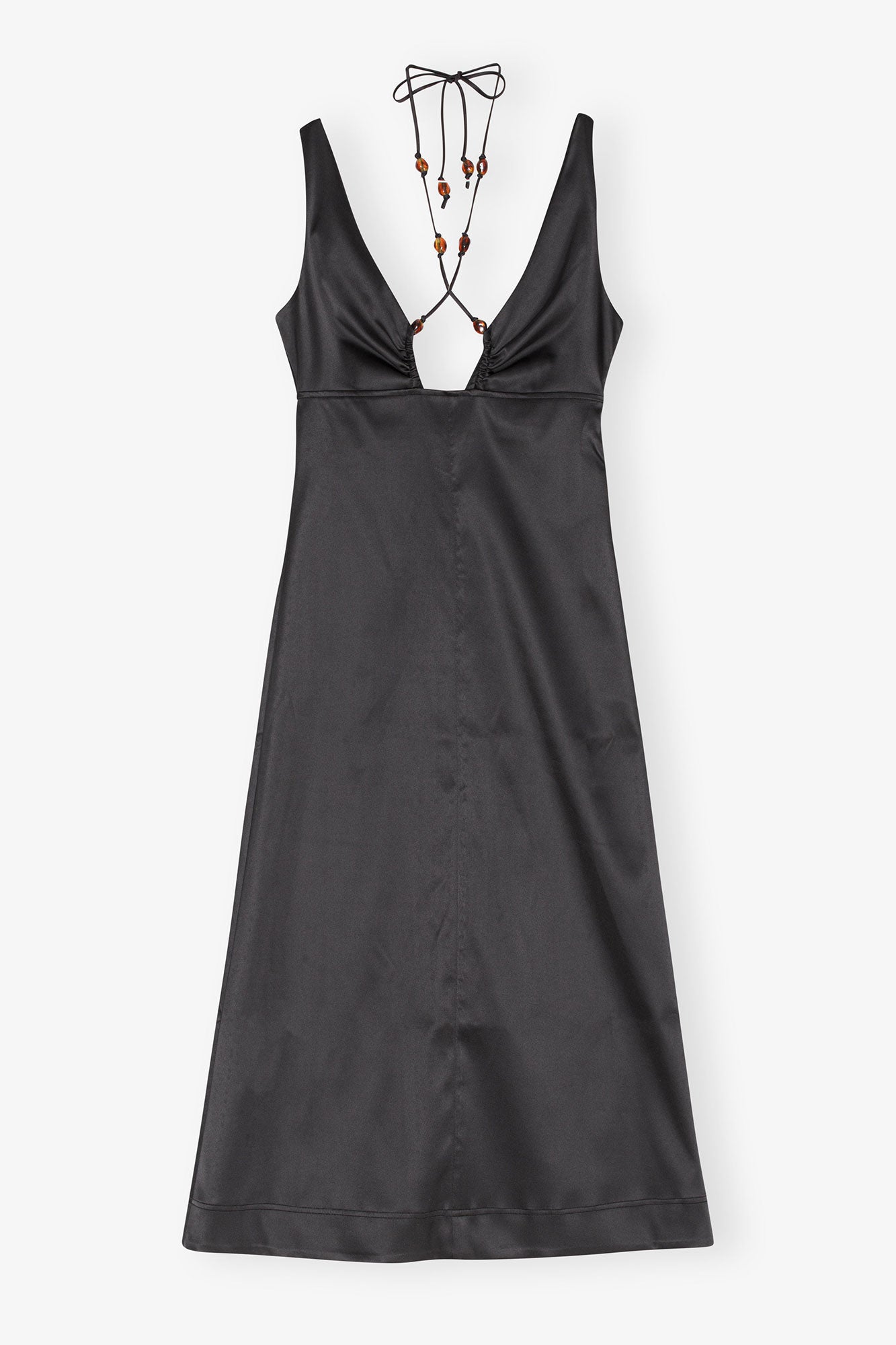 Double Satin Halter-Neck Dress | Black