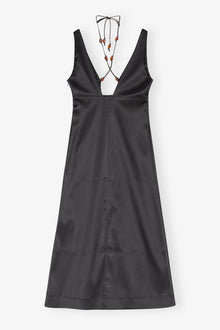 Double Satin Halter-Neck Dress | Black