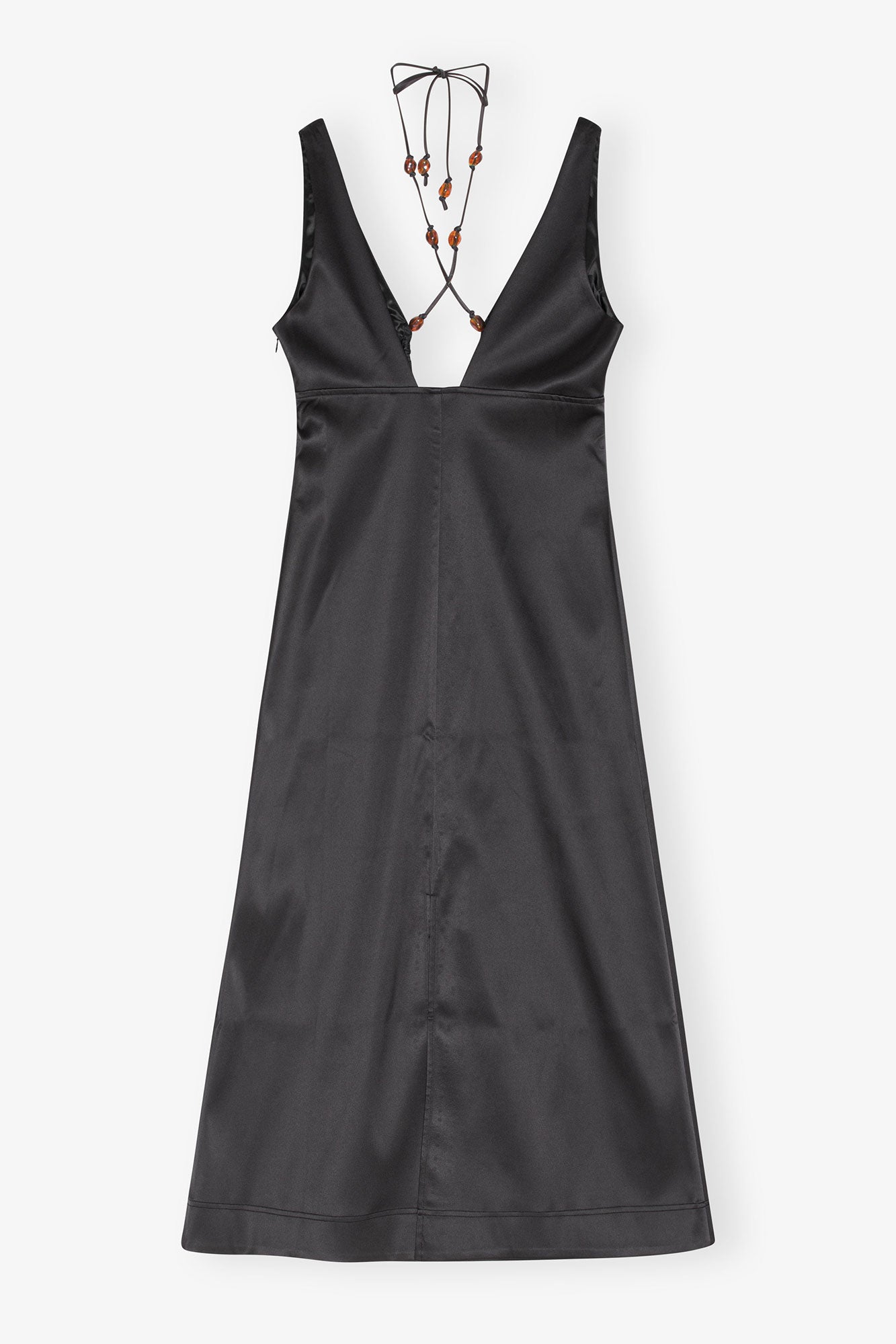 Double Satin Halter-Neck Dress | Black