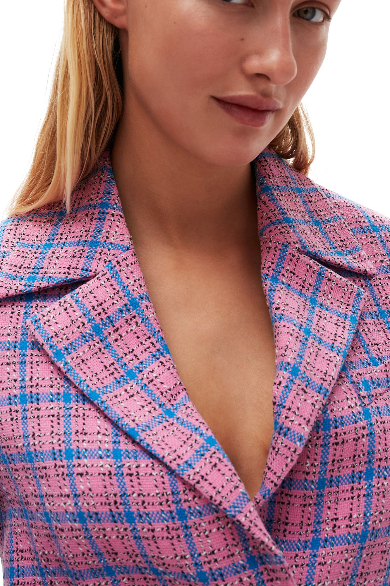 Check Suiting Cropped Blazer | Wild Orchid