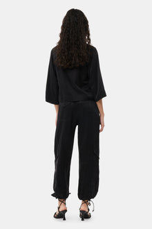 Washed Satin Pocket Pants | Black