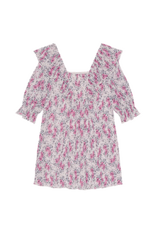 Pleated Georgette Ruffle Mini Dress | Mauve Chalk