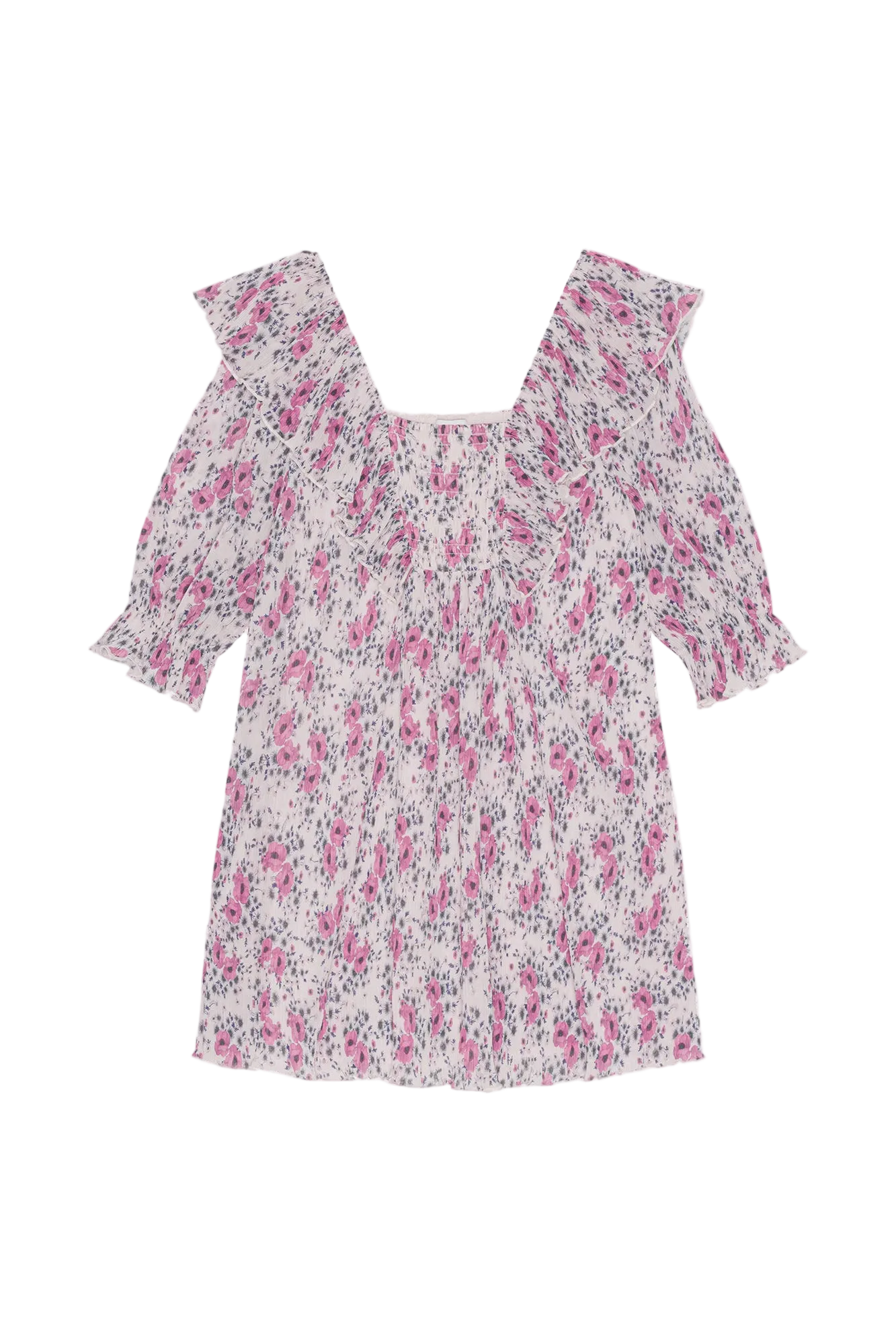 Pleated Georgette Ruffle Mini Dress | Mauve Chalk