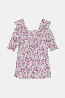 Pleated Georgette Ruffle Mini Dress | Mauve Chalk