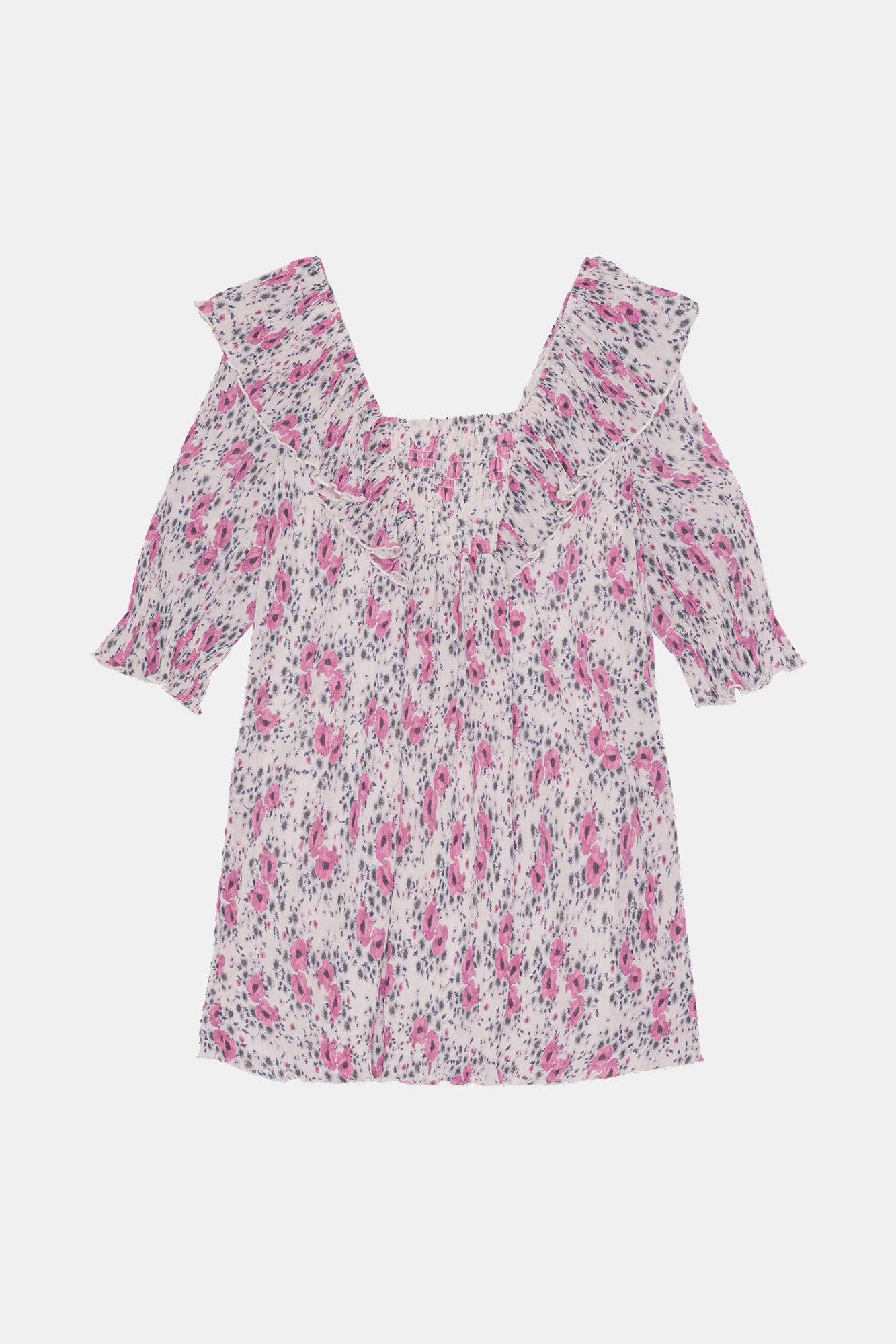 Pleated Georgette Ruffle Mini Dress | Mauve Chalk