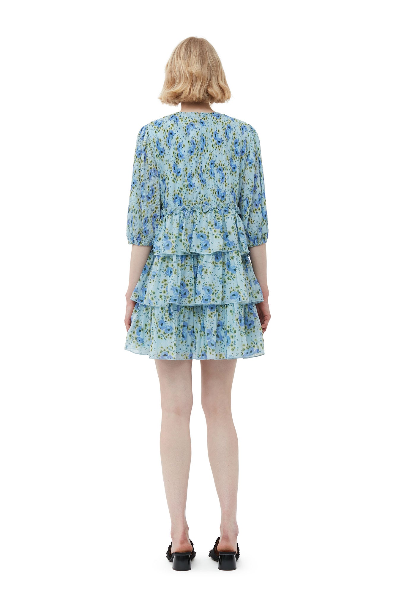 Pleated Georgette Mini Dress | Ice Water