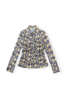 Snake Printed Crinkled Satin Fitted Shirt | Safari