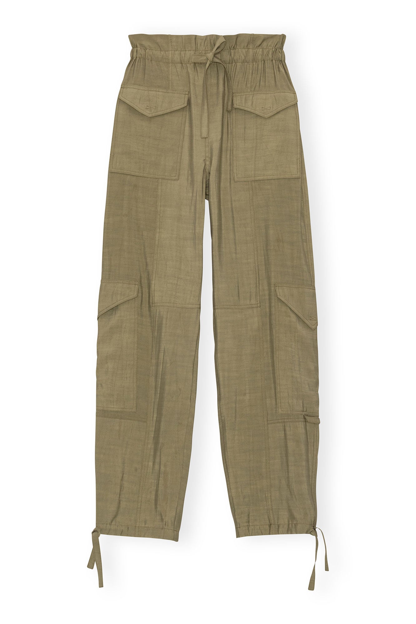 Light Slub High Waist Pocket Trousers | Aloe