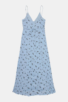 Printed Georgette Strap Wrap Dress | Brunnera Blue