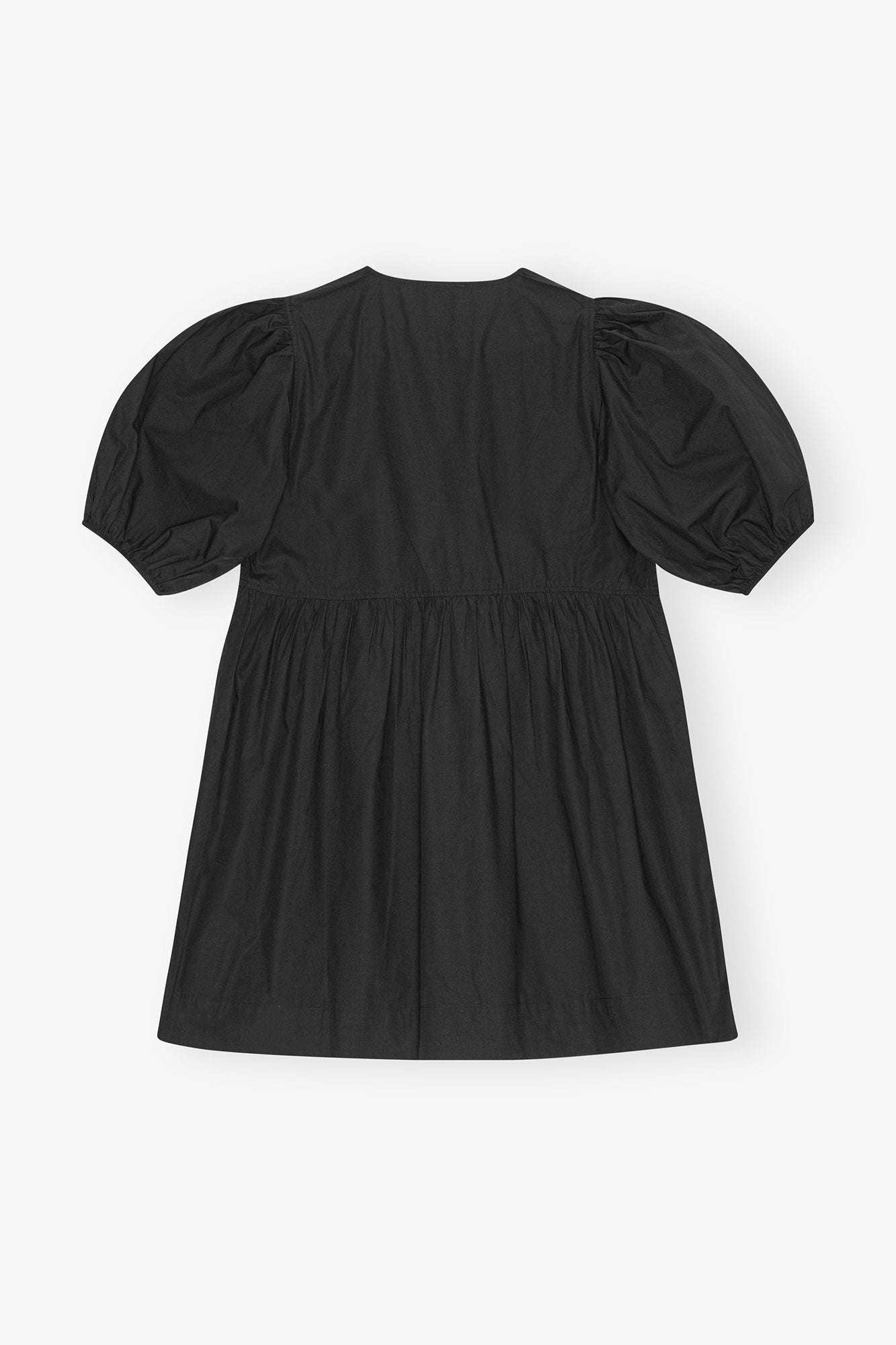 Cotton Poplin Tie String Mini Dress | Black