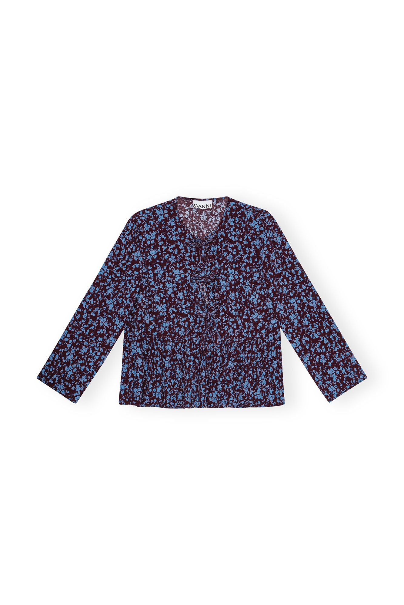 Printed Crepe Peplum Blouse | Port Royale