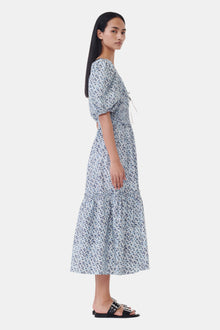 Floral Printed Cotton Long Smock Dress | Glacier Lake