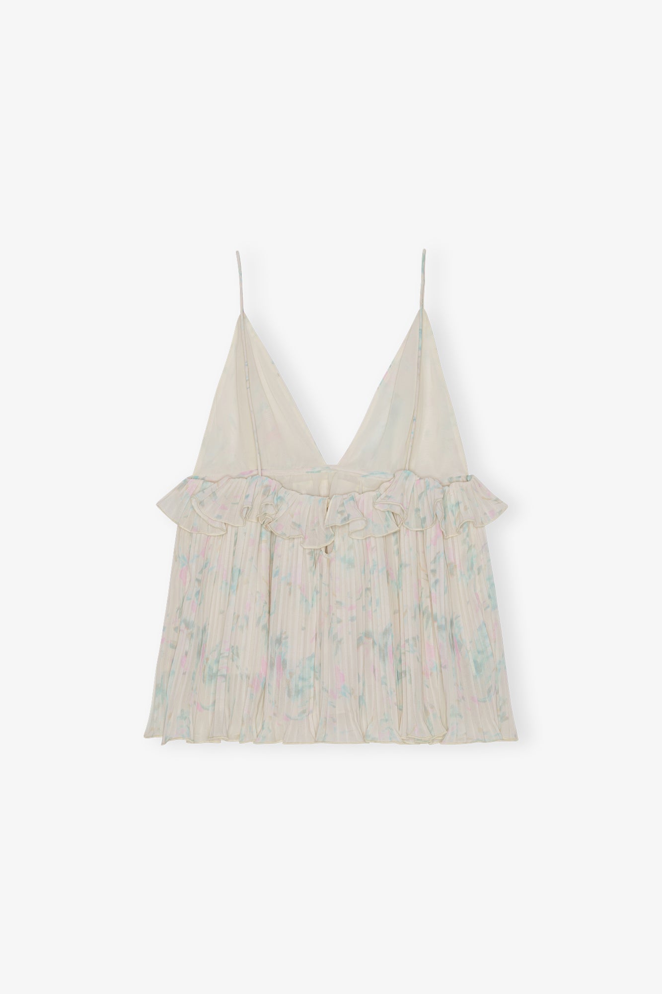Pleated Georgette Strap Top | Tofu