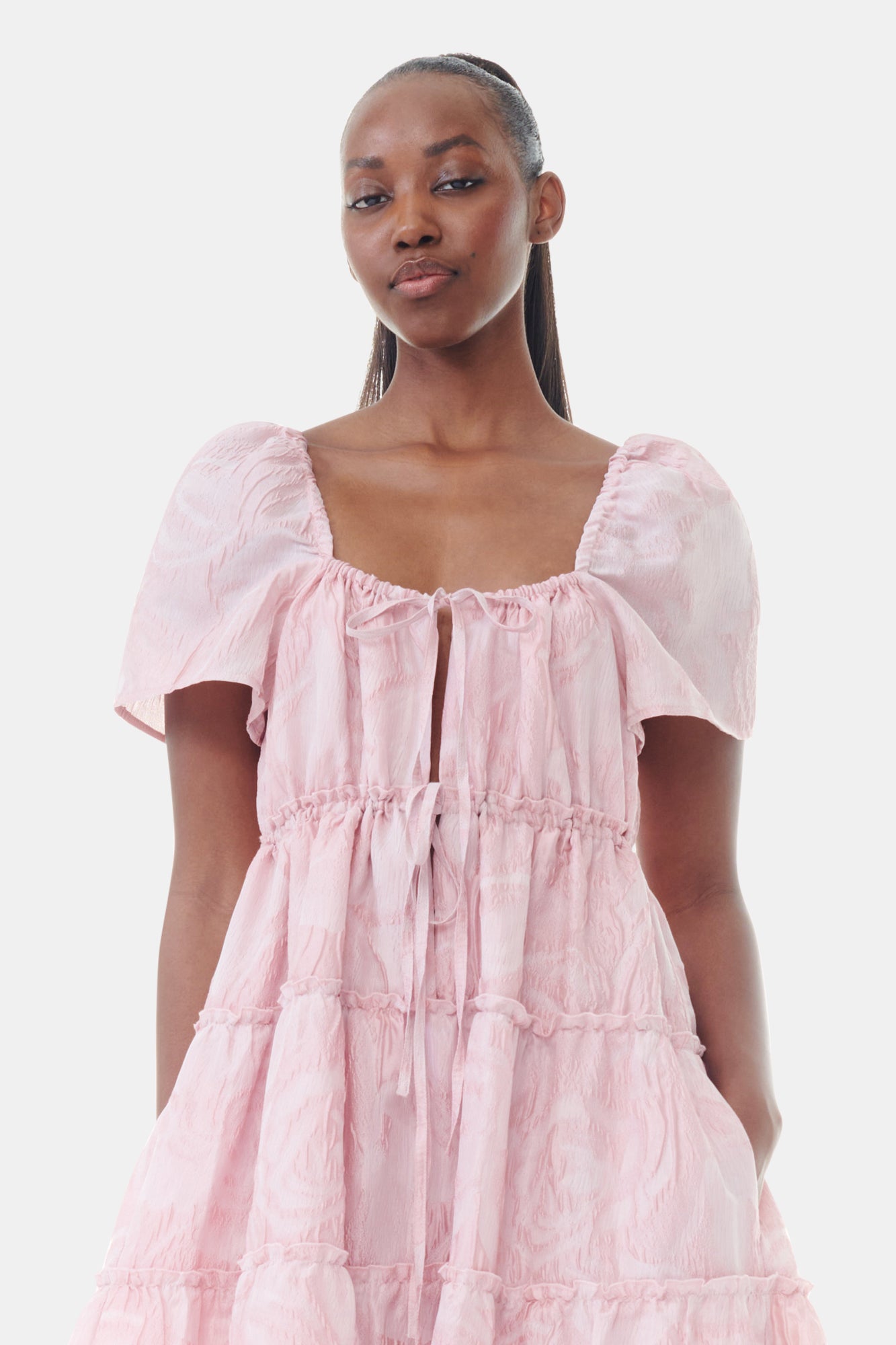 Textured Cloque Layer Dress | Bleached Mauve