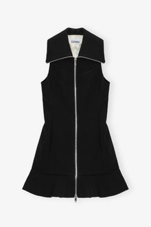 Bonded Crepe Zip Closure Mini Dress | Black