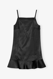 Duchesse Satin Mini Dress | Black