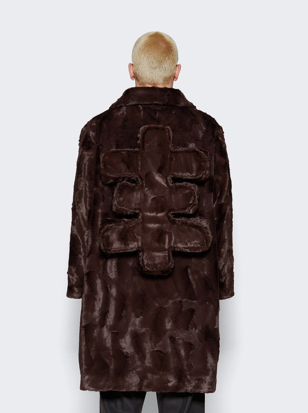 Men | Seventh Heaven | Faux Fur Jacket With 3d Cross Applique | Brown
