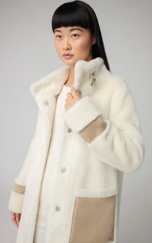 Fiala Straight-Fit Luxe Faux Sherpa Coat | Powder