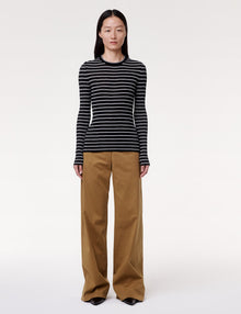 Women | Fitted Long Sleeve Knit | Black x White