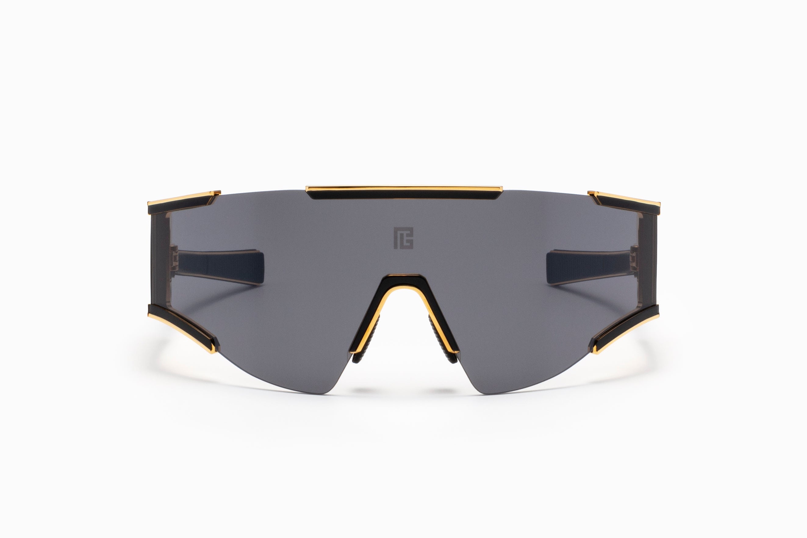 Unisex | Fleche Sunglass | Gold - Black Enamel - Matte Black | Dark Grey w/ Black Mirror