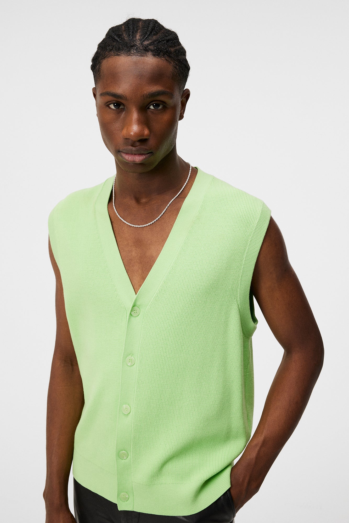 Men | Hugo Cardigan Vest | Paradise Green
