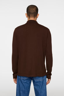 Men | Kaleb Merino Zip Cardigan | Bitter Chocolate