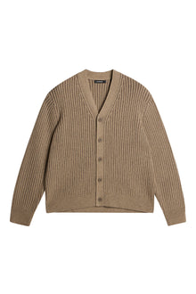 Twin Plated Knit Cardigan in Tiger Brown by J.Lindeberg