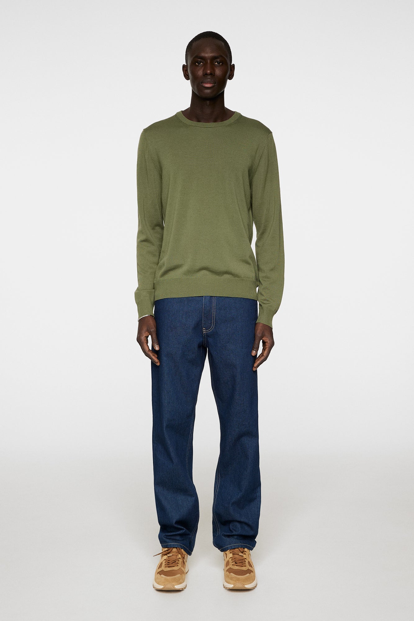 Men | Keane Light Merino Crew Neck | Olivine