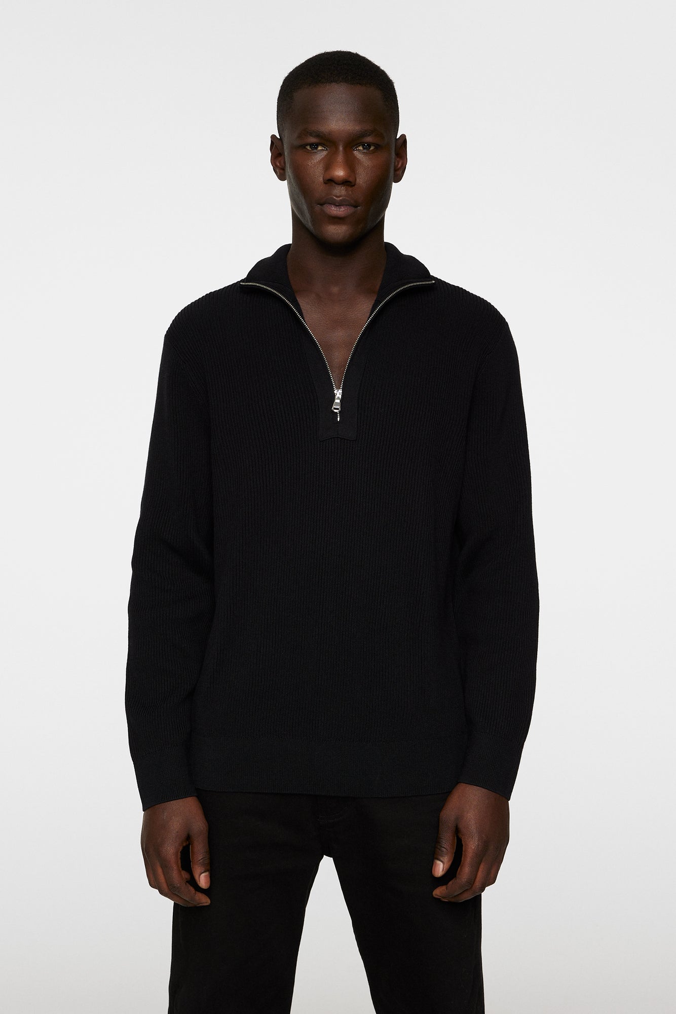 Men | Alex Half Zip Knitted Sweater | Black