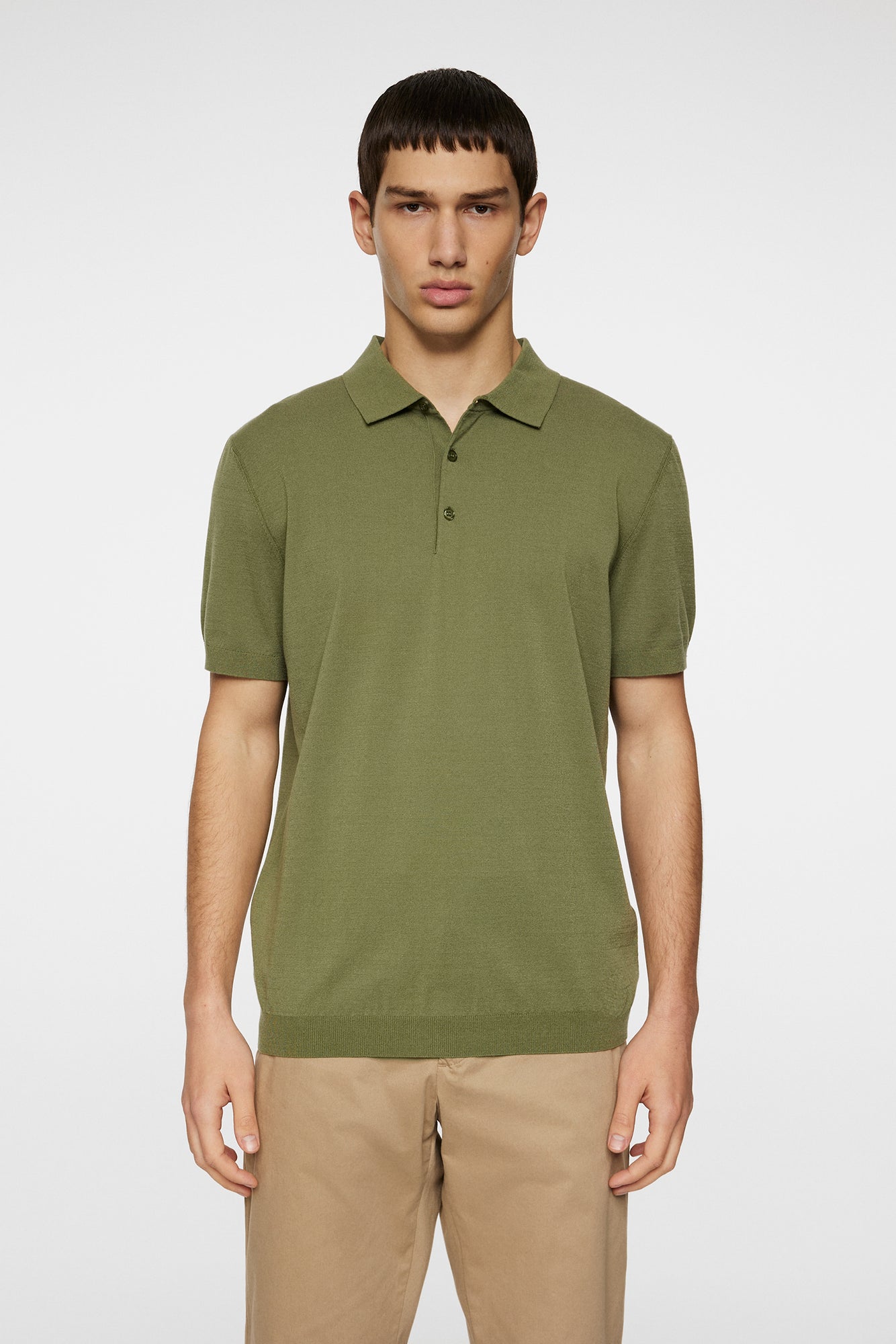 Men | Ridge Knitted Polo | Olivine