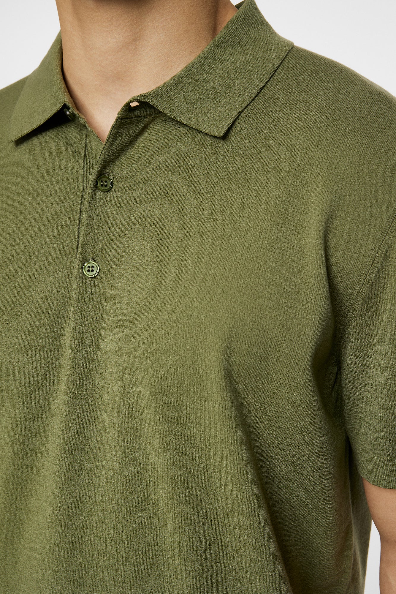 Men | Ridge Knitted Polo | Olivine