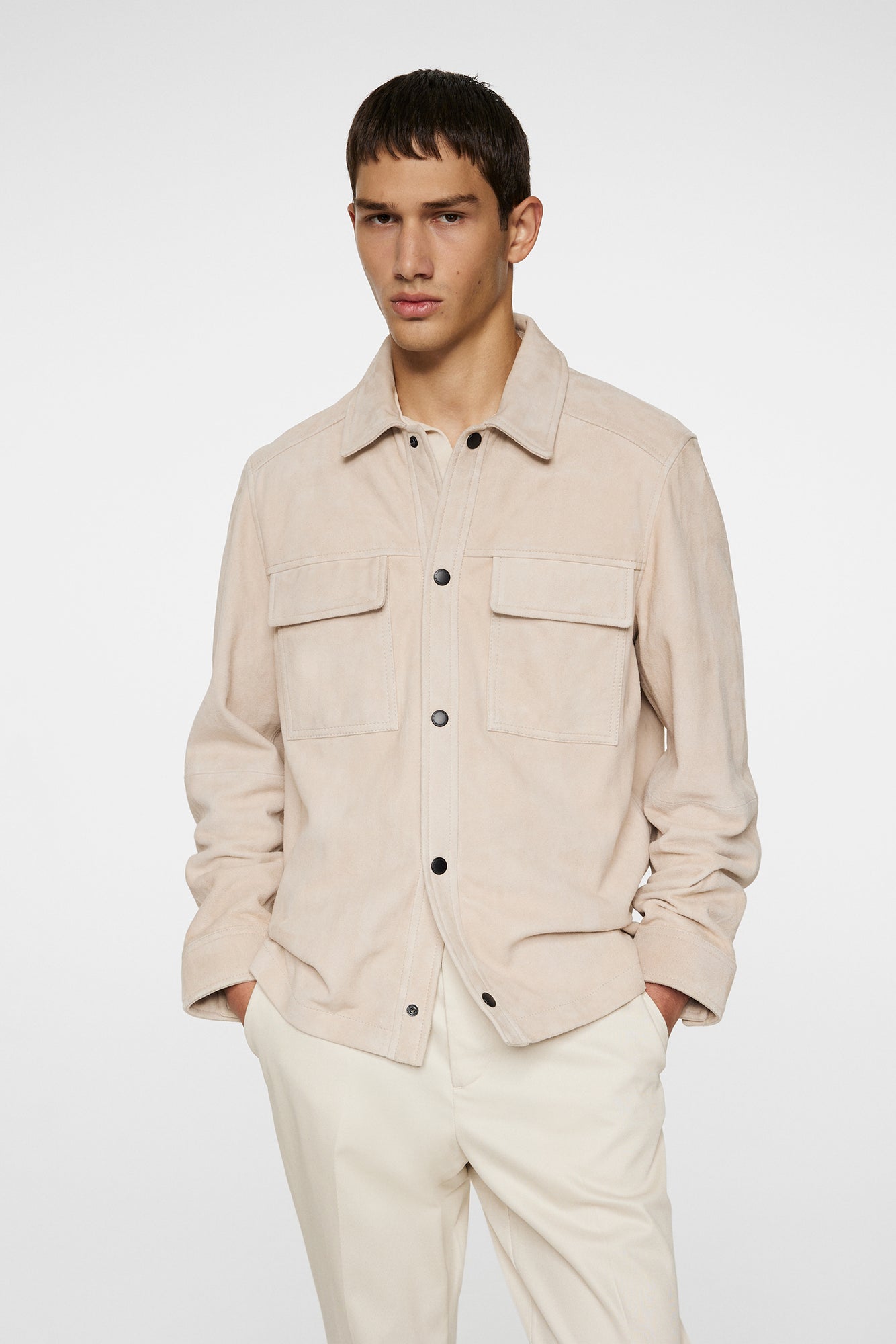 Men | Wilden Suede Overshirt | Moonbeam