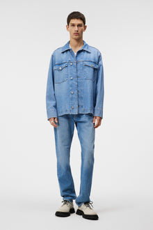Men | Hunt Washed Denim Overshirt | Mid Blue