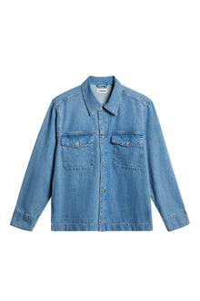 Hunt Washed Denim Overshirt in Light Blue by J.Lindeberg