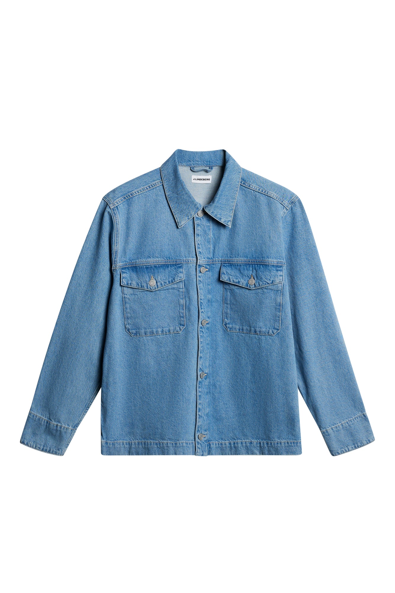 Hunt Washed Denim Overshirt in Light Blue by J.Lindeberg