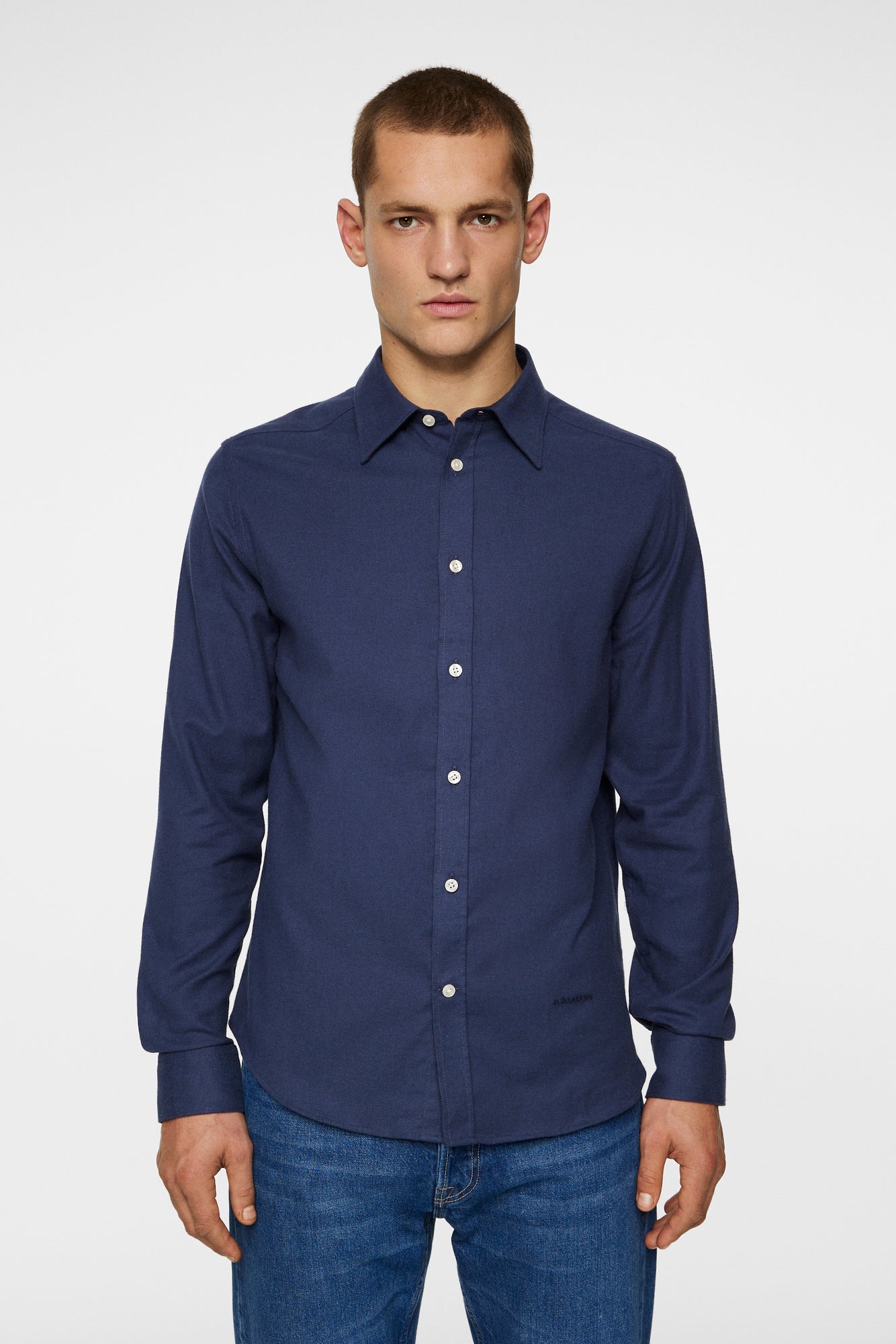 Men | Light Flannel Slim Shirt | JL Navy