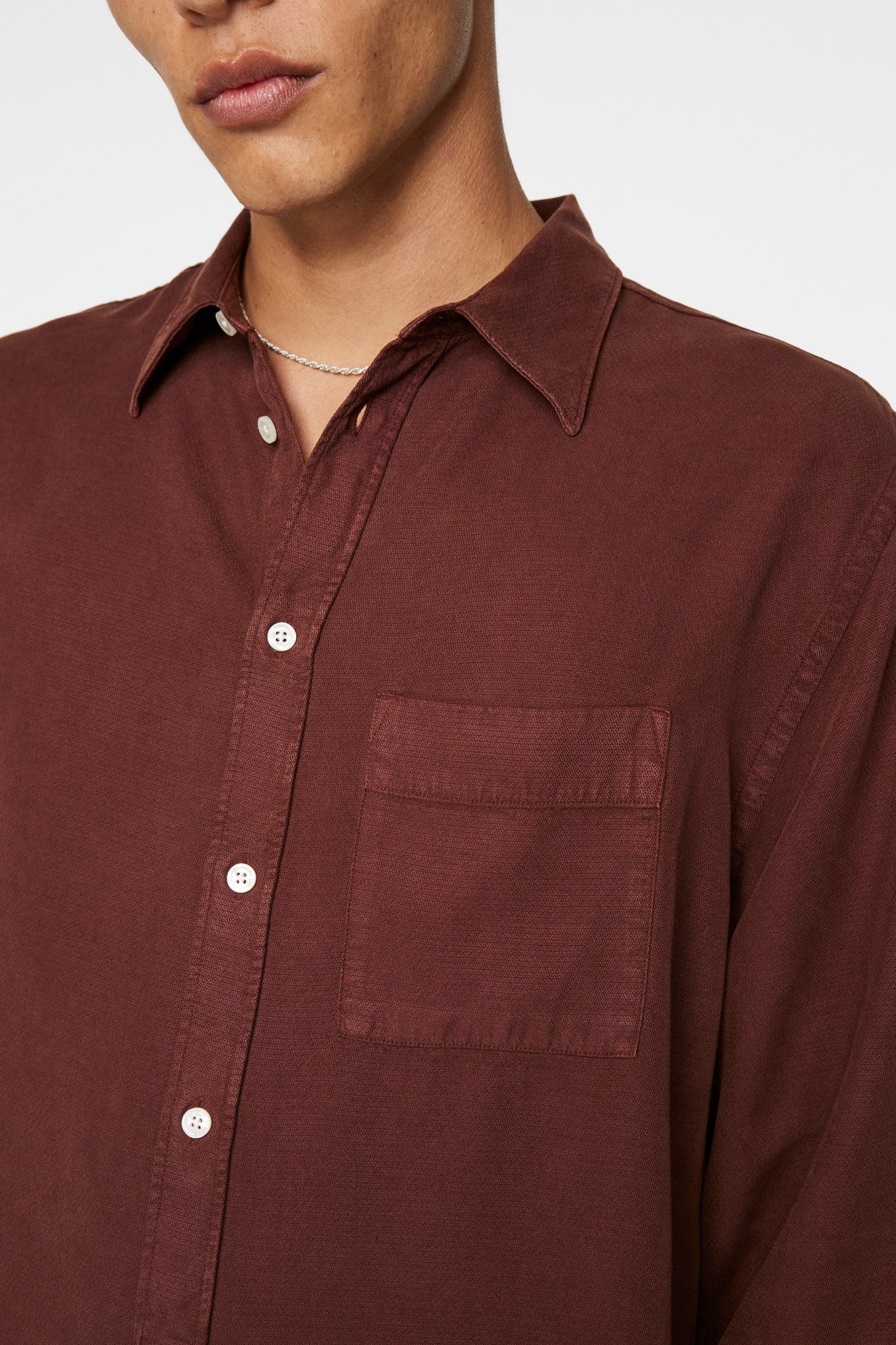 Men | Reg Struct GMD Tencel Shirt | Bitter Chocolate